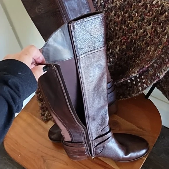Marc Fisher brown tall leather boots with buckle detail size 8 1/2 - Picture 10 of 15